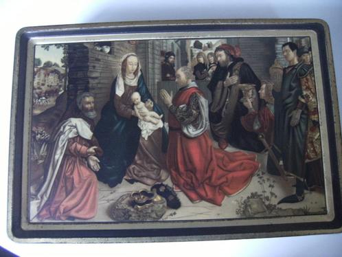 Ancienne boite en tôle sérigraphiée: "L'adoration des mages", Verzamelen, Blikken, Gebruikt, Ophalen of Verzenden