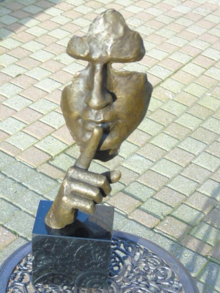 Buste van een gezicht de stilte in brons gesigneerd DALI., Antiek en Kunst, Antiek | Brons en Koper, Brons, Ophalen