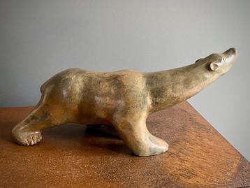 Grote bronzen beer gesigneerd chenet in art-decostijl  beschikbaar voor biedingen