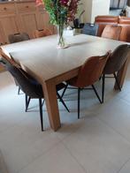 Vierkante eettafel (zonder stoelen) uit massief eik, Huis en Inrichting, Tafels | Eettafels, Ophalen, 50 tot 100 cm, 100 tot 150 cm