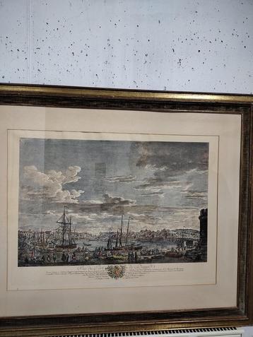 Gravure Port de Dieppe handgekleurd 1778 beschikbaar voor biedingen