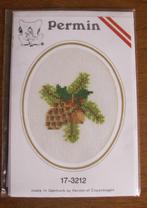 Kerst compleet borduurpakket kerstkaart dennenappel kersttak, Hobby en Vrije tijd, Borduren en Borduurmachines, Ophalen of Verzenden