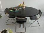 80's vintage ovaal tafel, Ophalen, Gebruikt, 100 tot 150 cm, 50 tot 100 cm