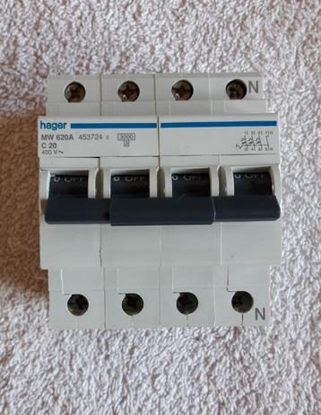 HAGER MW620A C20A tetrapolaire stroomonderbreker - nieuw beschikbaar voor biedingen