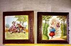 Twee antiek beschilderde muzikaal keramische panelen., Antiek en Kunst, Antiek | Woonaccessoires, Ophalen of Verzenden