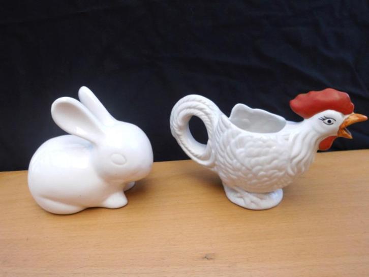 Stenen beeldjes : haan & konijn, Verzamelen, Beelden en Beeldjes, Ophalen of Verzenden