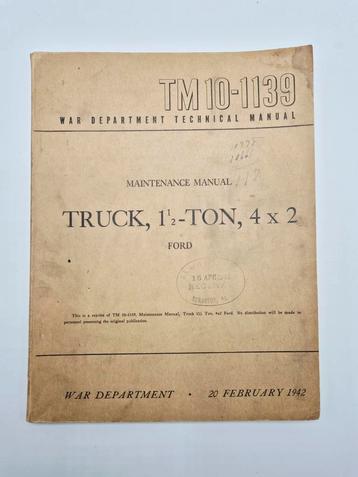 US WWII TM10-1139 Ford Truck 1 1/2 Ton, 4x2 | 1942 beschikbaar voor biedingen