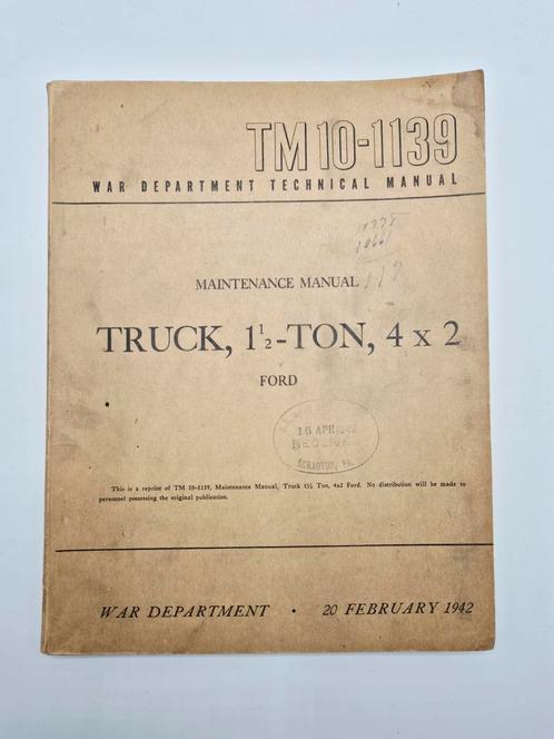 US WWII TM10-1139 Ford Truck 1 1/2 Ton, 4x2 | 1942, Verzamelen, Militaria | Tweede Wereldoorlog, Landmacht, Verzenden