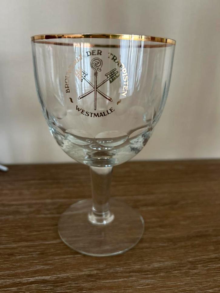 Set van 4 originele Westmalle trappistenbierglazen, Collections, Verres & Petits Verres, Comme neuf, Enlèvement