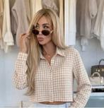 Hemdje maat 38 in beige gingham met ruiten, Kleding | Dames, Verzenden, Beige
