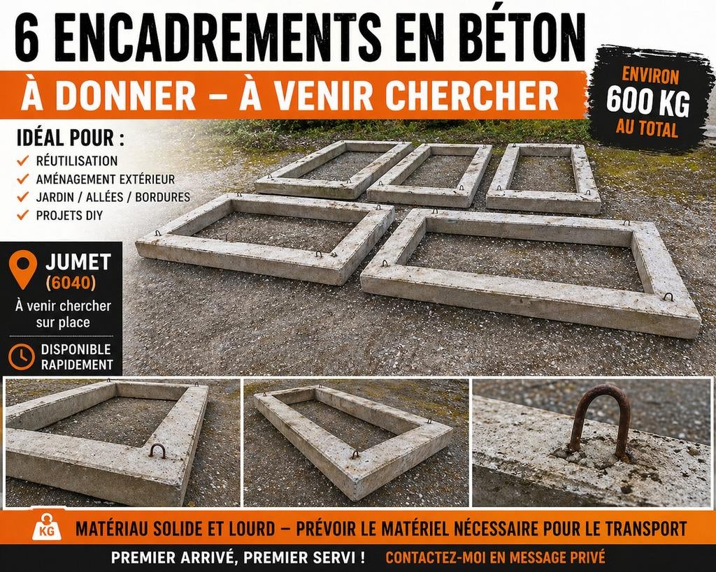 6 Encadrements en béton, Enlèvement