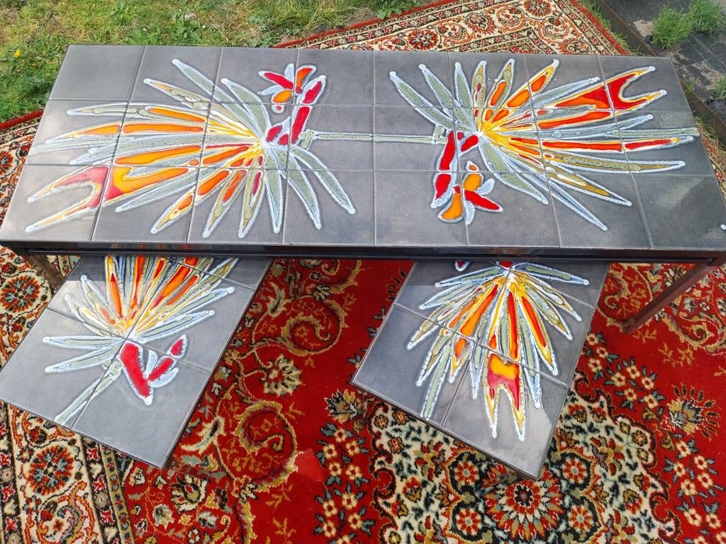 Vintage Adri salontafel met bijzettafels, Enlèvement