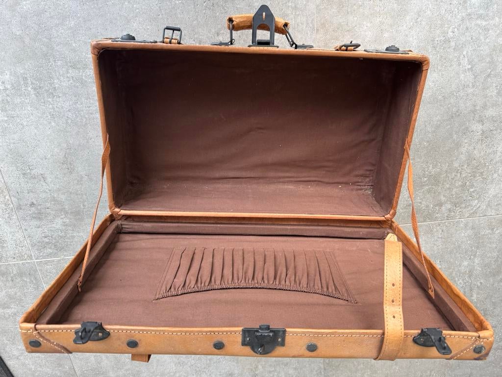 Leren koffer, Handtassen en Accessoires, Gebruikt, 50 tot 60 cm, Slot, Leer