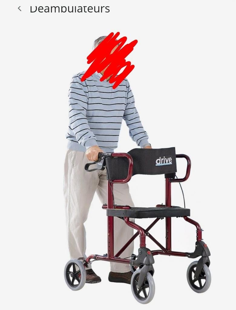 Déambulateur chaise roulante 2 en 1 Rollator diamond Deluxe, Divers, Déambulateurs, Enlèvement