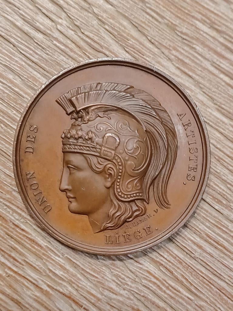 medaille 1871 liege cercle beaux arts expo, Ophalen of Verzenden, Brons