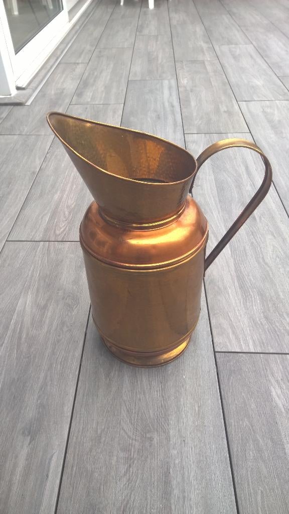 Vintage :  gehamerde koperen kolen emmer, Ophalen of Verzenden, Koper