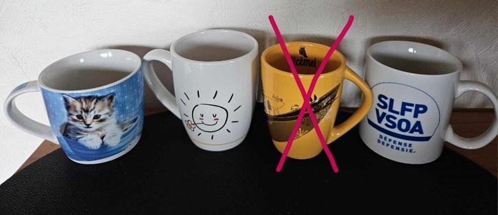 Lot 3 mugs chat bol tasse, Maison & Meubles, Cuisine | Vaisselle, Neuf, Tasse(s) et/ou soucoupe(s), Enlèvement ou Envoi