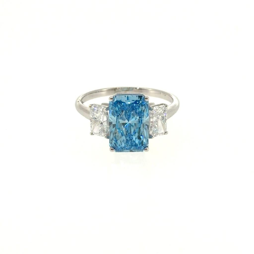 Bague en diamant bleu de 4,01 carats en or 14 carats, Bijoux, Sacs & Beauté, Bagues, Neuf, Femme, 17 à 18, Argent, Or, Avec pierre précieuse