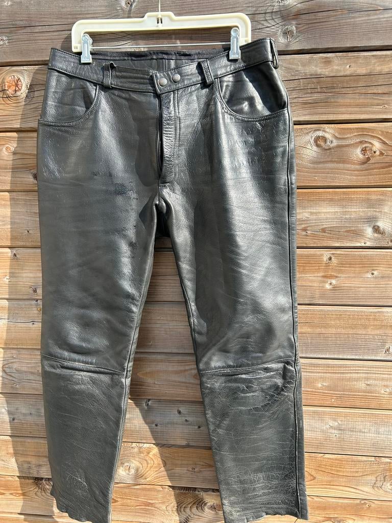Vest en Broek zwart leder maat 54 /MJK, Motoren, Ophalen, Tweedehands, Heren