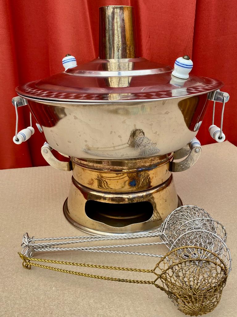 Casserole à fondue Chinoise pour 1,8L de bouillon, Electroménager, Fondue, Enlèvement ou Envoi, Utilisé, Brûleur, Service à fondue
