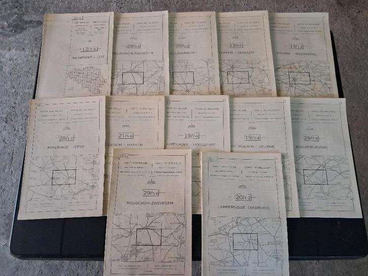 12 anciennes cartes d'état-major des années 1960, Collections, Objets militaires | Général, Armée de terre, Enlèvement ou Envoi