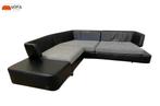 Natuzzi Opus Zwarte Lederen Hoekzetel-Gratis Levering BE, Maison & Meubles, Canapés | Salons, 100 à 125 cm, Comme neuf, Banc d'angle