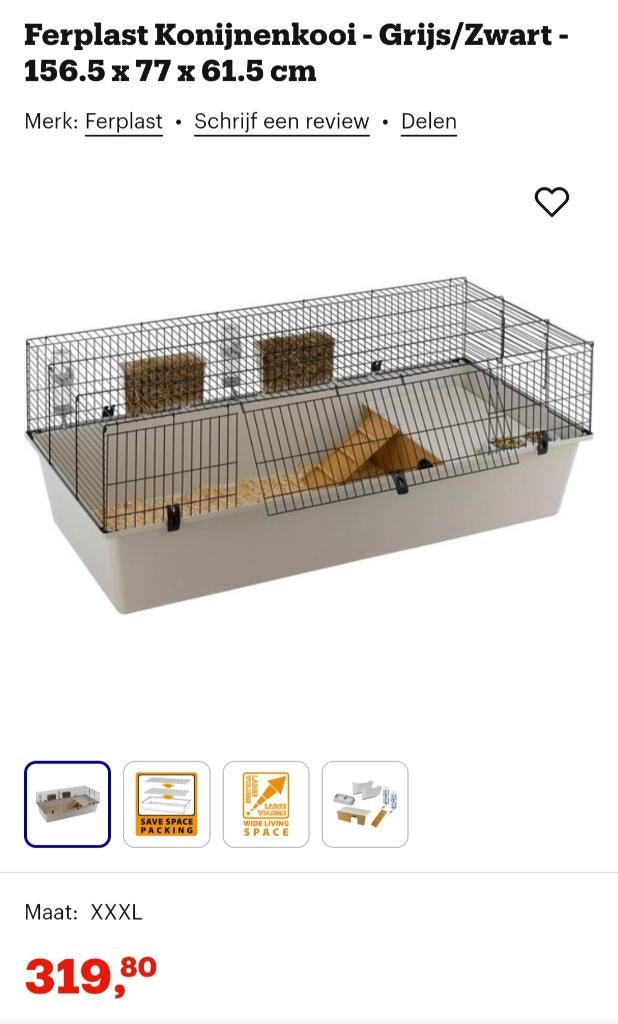 Grote caviakooi 156,5 cm, Dieren en Toebehoren, Ophalen, Kooi, Cavia, 110 cm of meer