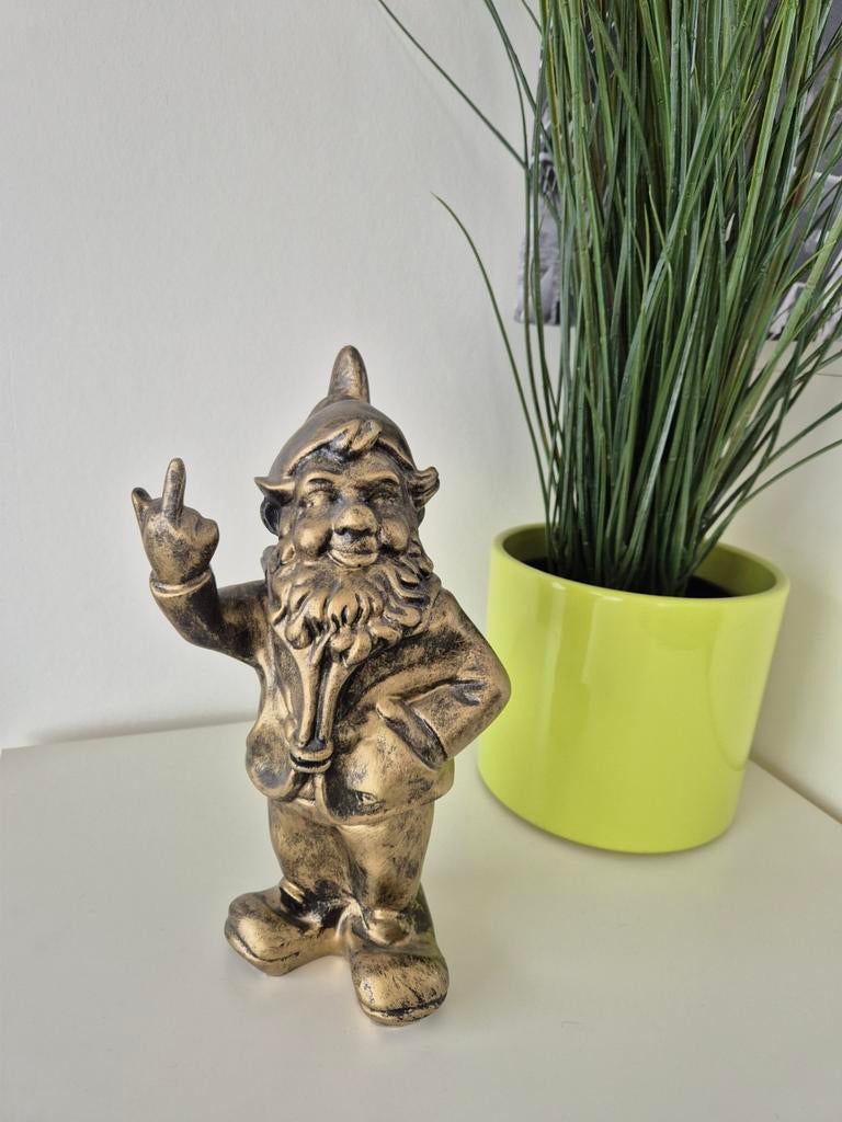 Fuck you kabouter goud/brons kleurig, Verzamelen, Beelden en Beeldjes, Ophalen of Verzenden, Zo goed als nieuw