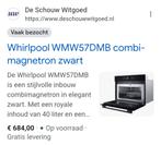 Whirlpool WMW57DMB, Elektronische apparatuur, Microgolfovens, Ophalen, Crisp, Microgolfoven, Nieuw
