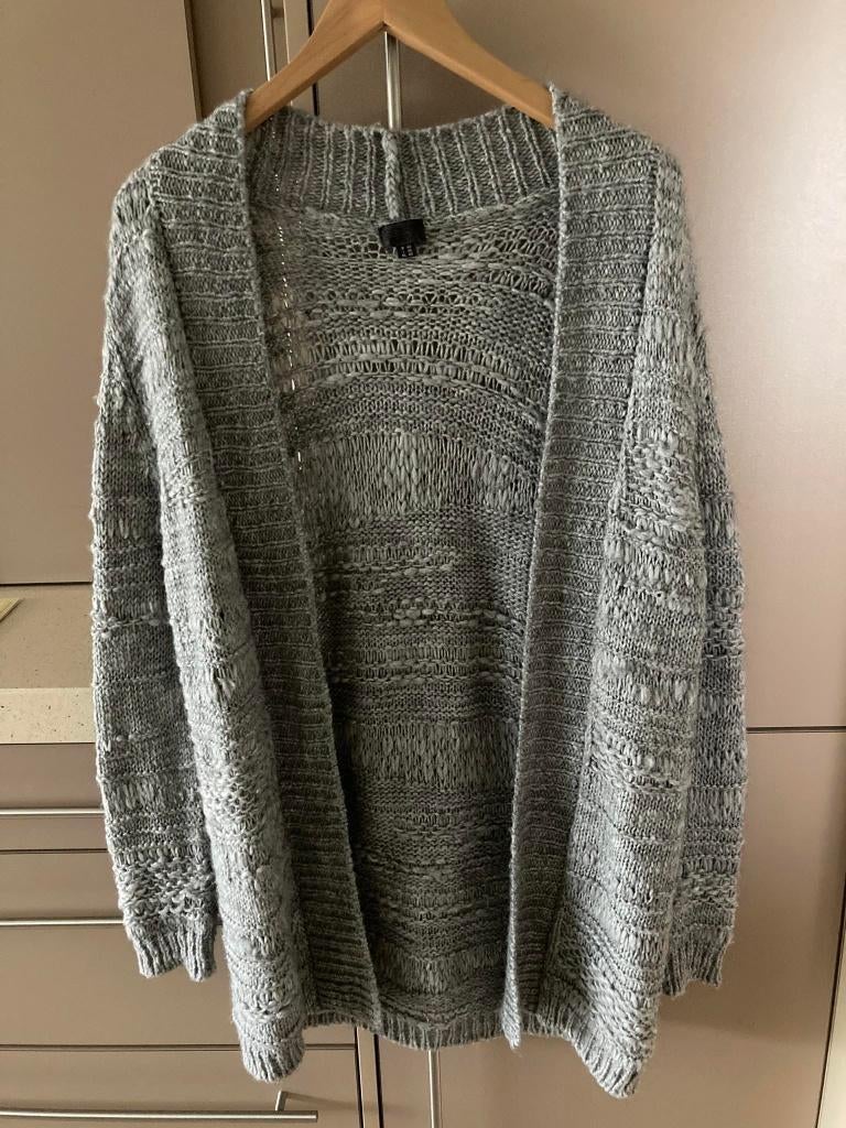 Grof gebreide gilet / vest Giovane maat 42, Kleding | Dames, Maat 42/44 (L), Ophalen of Verzenden, Zo goed als nieuw, Grijs