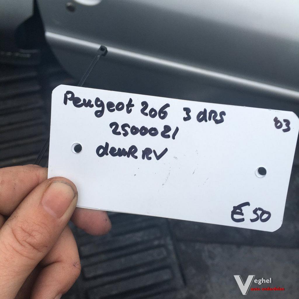 Peugeot 206 3drs 2003 Wagennr 2500021   Portier Rechtsvoor, Ophalen, Gebruikt, -, Deur