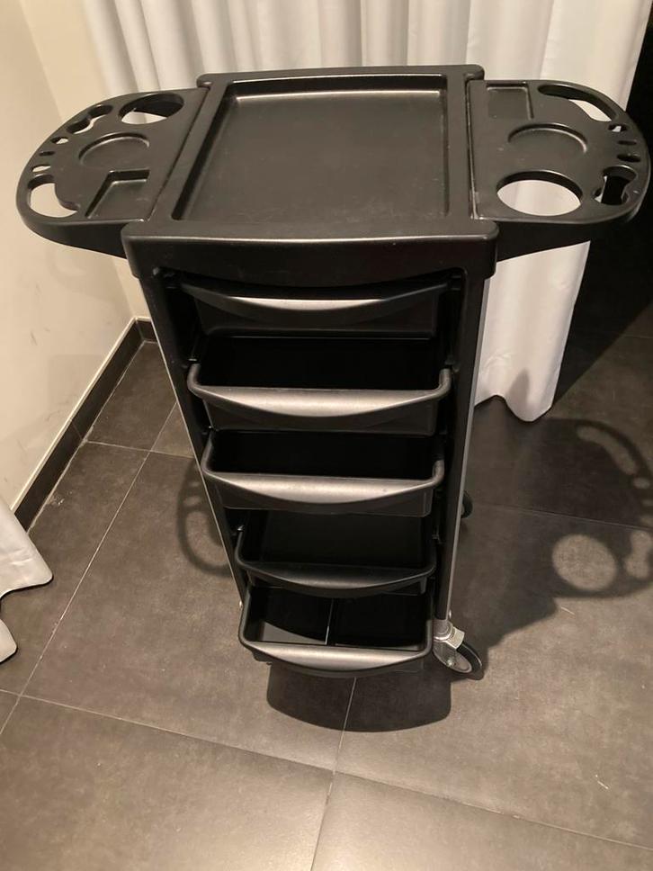 Kappers trolley zwart met 5 lades goede staat Vosselaar, Huis en Inrichting, Kasten | Ladekasten, Gebruikt, Ophalen