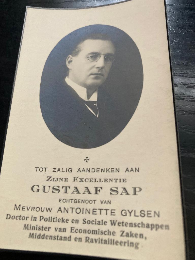 Bidprentje minister Sap, Verzamelen, Ophalen of Verzenden, Bidprentje