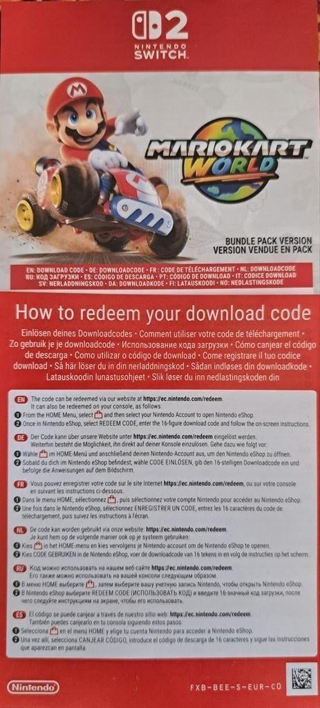 Nintendo Switch 2 - Mario Kart World Download Code, Consoles de jeu & Jeux vidéo, Jeux | Nintendo Switch, Enlèvement ou Envoi
