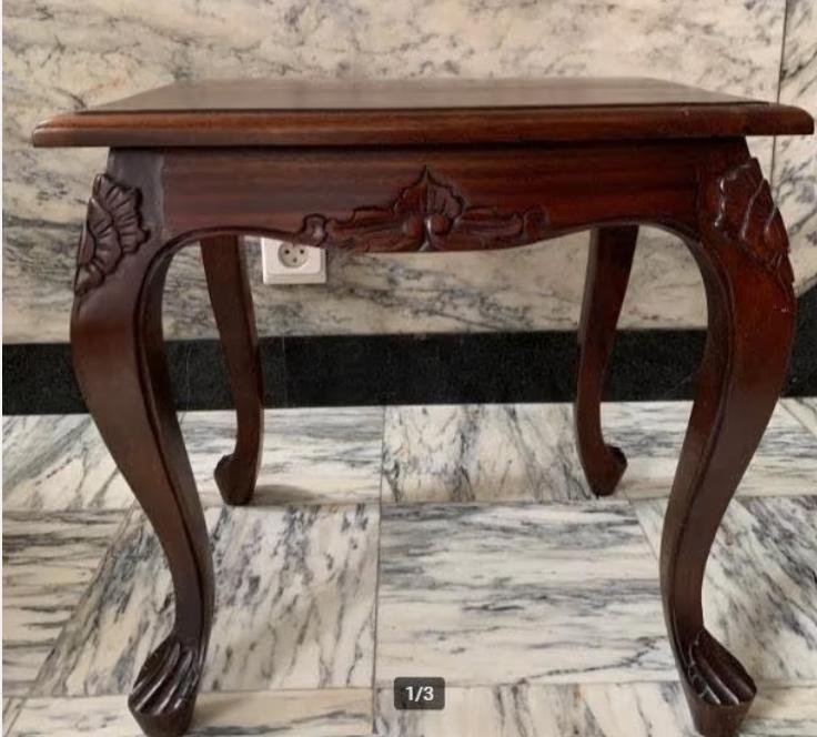 Mahonie houten bijzettafeltje, Ophalen, Minder dan 45 cm, Minder dan 55 cm, Zo goed als nieuw