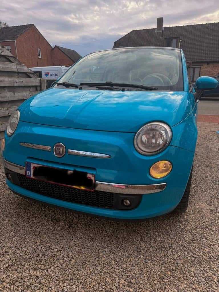Fiat 500 122.000km (benzine), Voorwielaandrijving, Beige, Blauw, 62 kW