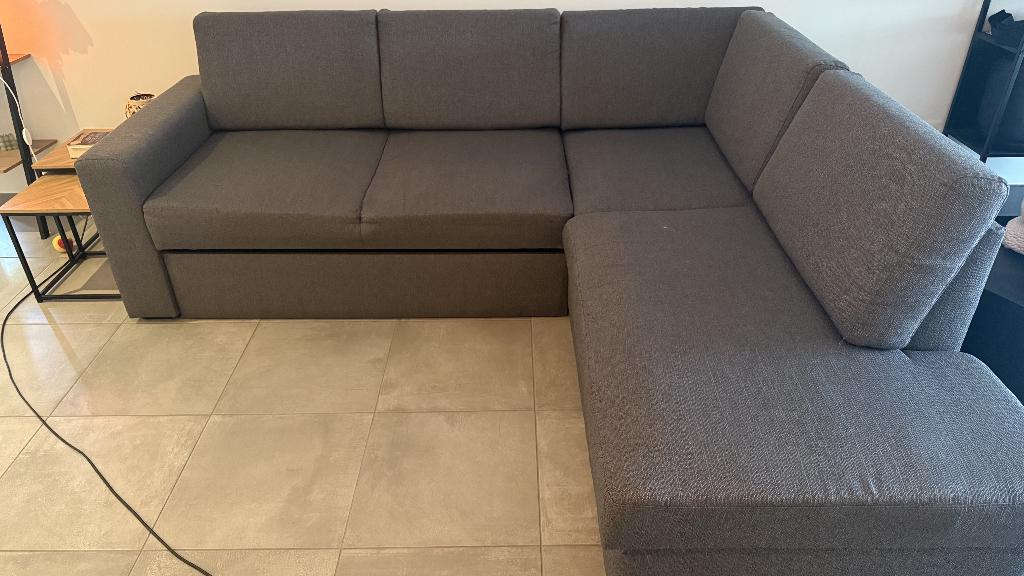 Bedbank chaise longue BEDSTED, Huis en Inrichting, Zetels | Complete zithoeken, Ophalen, Gebruikt, Stof