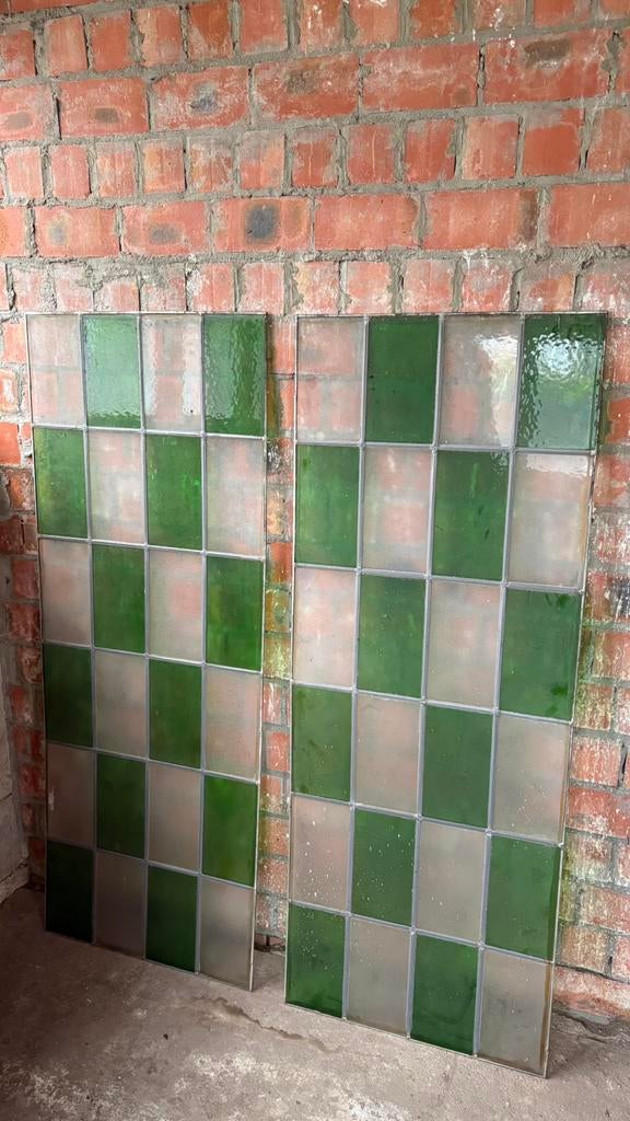 Glas in lood - twee stuks, Doe-het-zelf en Bouw, Glas en Ramen, Ophalen, Minder dan 80 cm, Glas in lood, 120 tot 160 cm