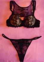Chantal Thomass Zwart kant lingerie setje dubbele BH string, Kleding | Dames, Ophalen of Verzenden, Zwart, Setje