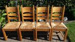 4 Eiken stoelen met rieten zitvlak, Bois, Enlèvement, Utilisé