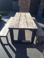 Tuintafel met banken, Ophalen, Gebruikt, Rechthoekig, Hout