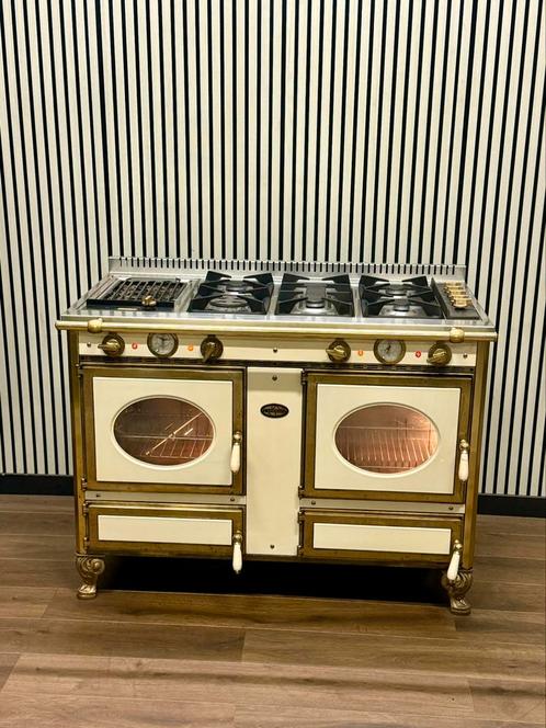 Luxe J.Corradi Fornuis creme/messing dubbele oven 120 cm, Elektronische apparatuur, Fornuizen, Refurbished, Vrijstaand, Gas, 5 kookzones of meer