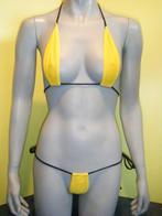 string bikini geel/zwart 32 34 (P), Kleding | Dames, Nieuw, Bikini, Zwart, Verzenden