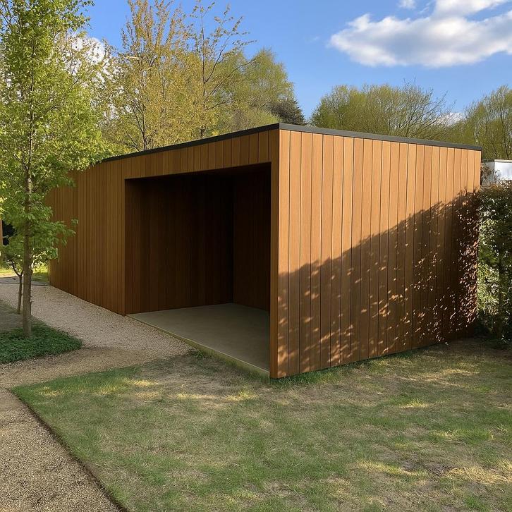 Tuinhuizen, carports, eiken bijgebouwen & poorten te koop, Tuin en Terras, Tuinhuizen, Nieuw, Tuinhuis, Hout, Met overkapping