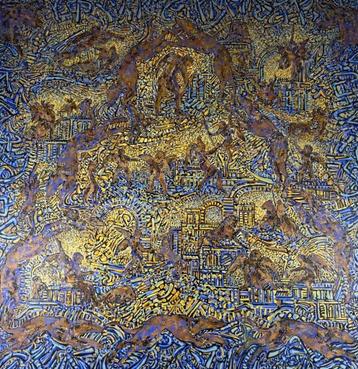 Béatrice Bescond olieverf op doek 150x150 cm beschikbaar voor biedingen
