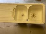 Évier de cuisine double bacs, Maison & Meubles, 25 à 50 cm, Beige, Moins de 100 cm, 100 à 150 cm