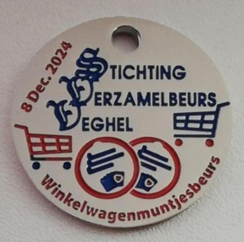 Winkelwagenmunt winkelwagenmuntjesbeurs Veghel 8 dec. 2024, Verzamelen, Winkelwagenmuntjes, Ophalen of Verzenden