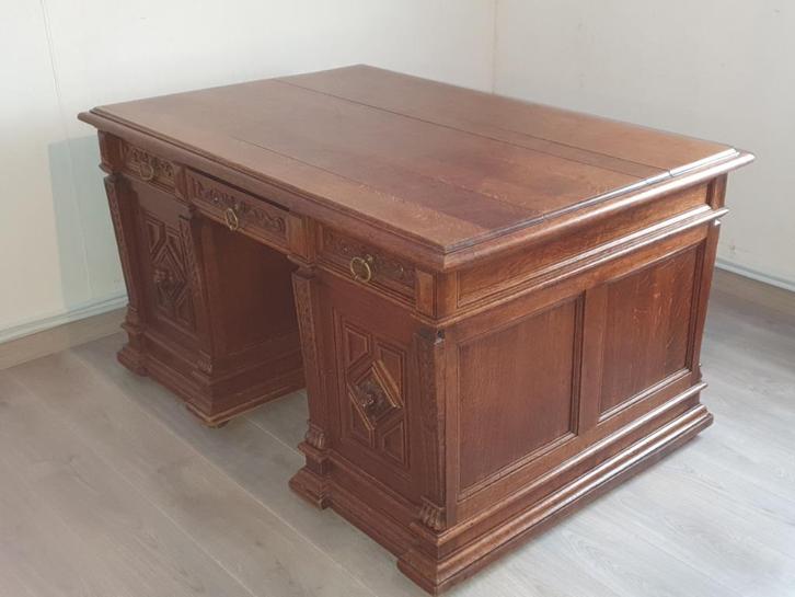 Koloniaal vis-à-vis bureau tête de lion, Huis en Inrichting, Bureaus, Gebruikt, Bureau, Ophalen