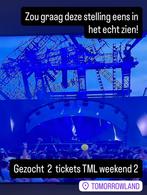 Gezocht: 2 tickets Tomorrowland weekend 2, Twee personen, Meerdaags