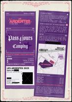 LES ARDENTES 2025 - DAGKAART + CAMPING, Tickets en Kaartjes, Eén persoon, Meerdaags